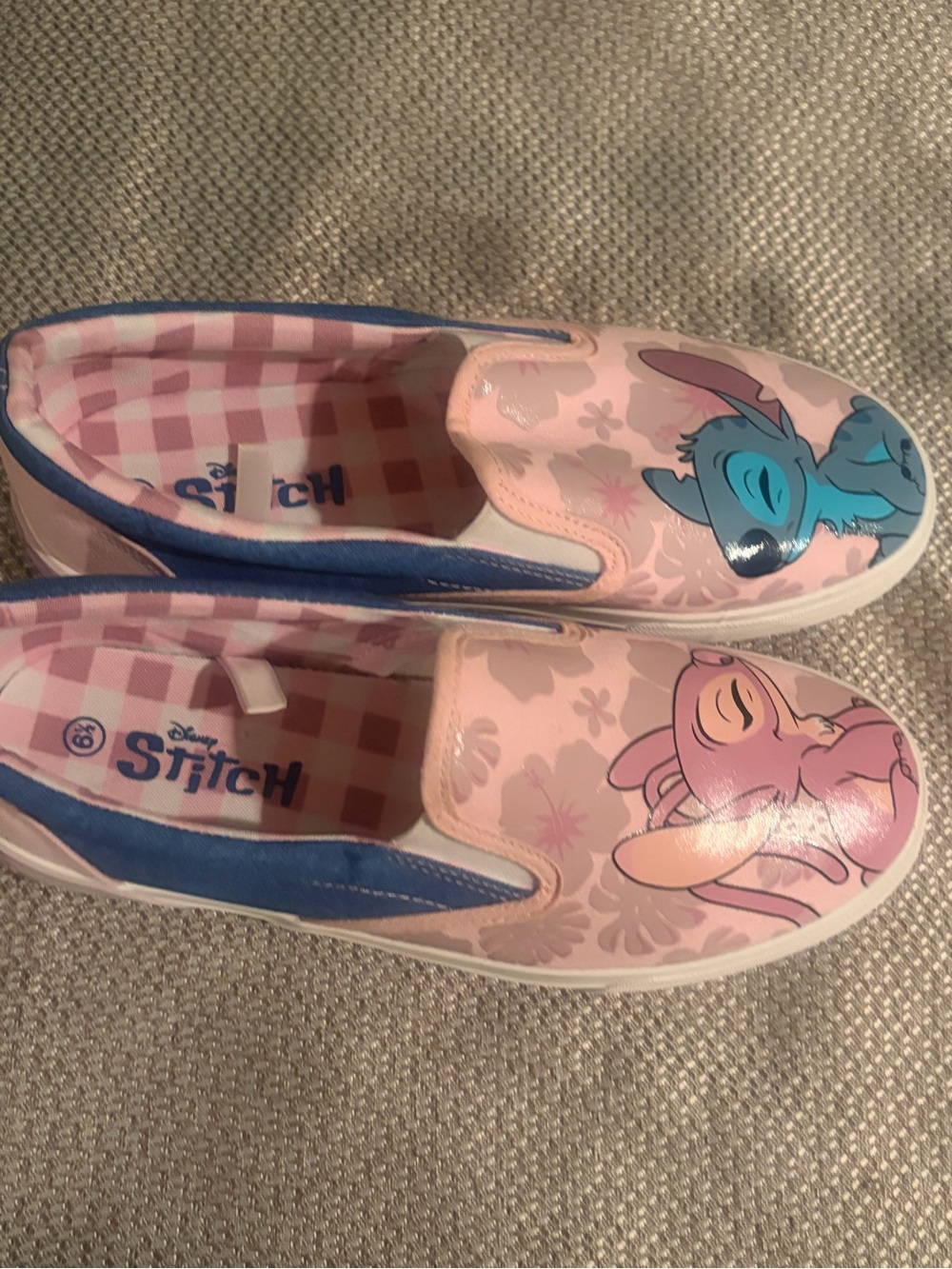 Disney Pink & Blue Stitch Slip-On Sneakers for big girls